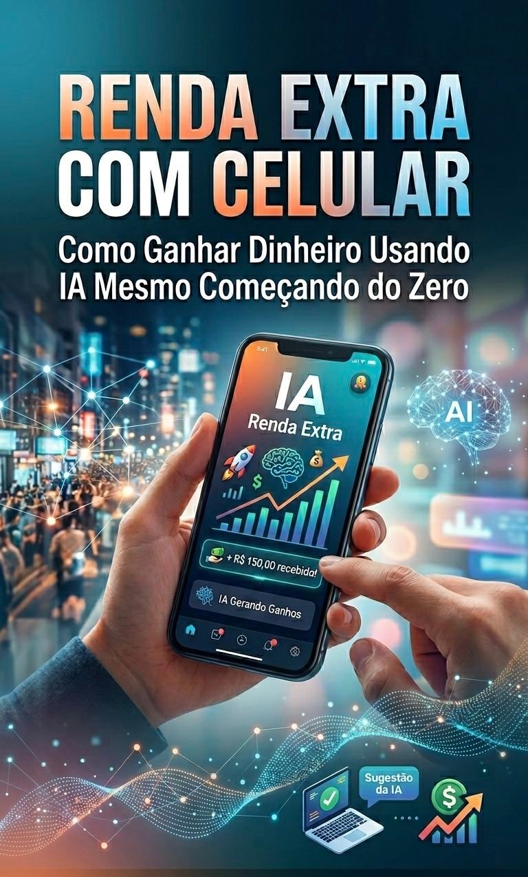 Capa da apostila Renda Extra com Celular usando IA